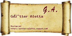 Götter Aletta névjegykártya